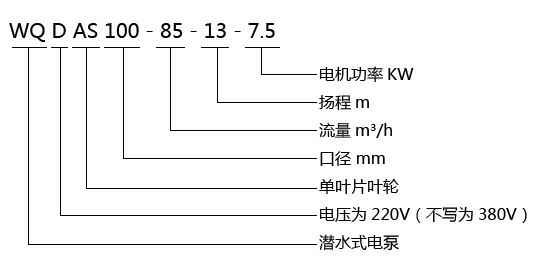 QWAS无堵塞切割排污泵型号意义 QWAS无堵塞切割排污泵型号意义